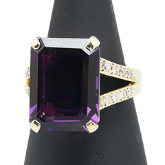 K18YG イエローゴールド アメジスト10.00ct ダイヤ0.27ct リング 指輪 レディース 12.5号 【中古】