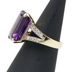 K18YG イエローゴールド アメジスト10.00ct ダイヤ0.27ct リング 指輪 レディース 12.5号 【中古】