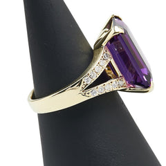K18YG イエローゴールド アメジスト10.00ct ダイヤ0.27ct リング 指輪 レディース 12.5号 【中古】