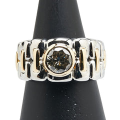 Pt900 プラチナ K18YG イエローゴールド コンビ ダイヤ1.39ct リング 指輪 メンズ 17号 【中古】