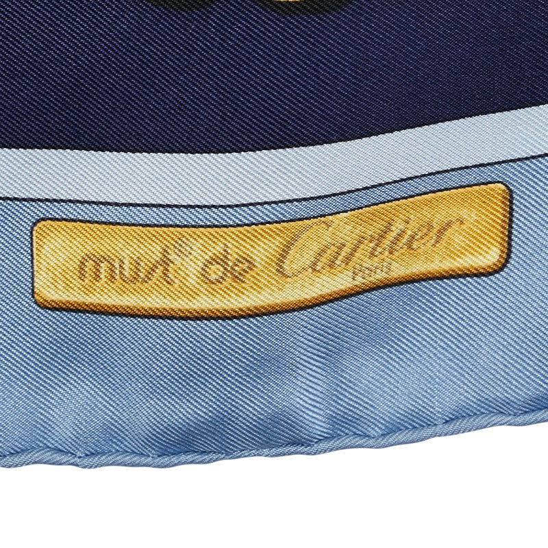 カルティエ ベルト チェーン スカーフ ネイビー ブルー シルク レディース CARTIER 【中古】