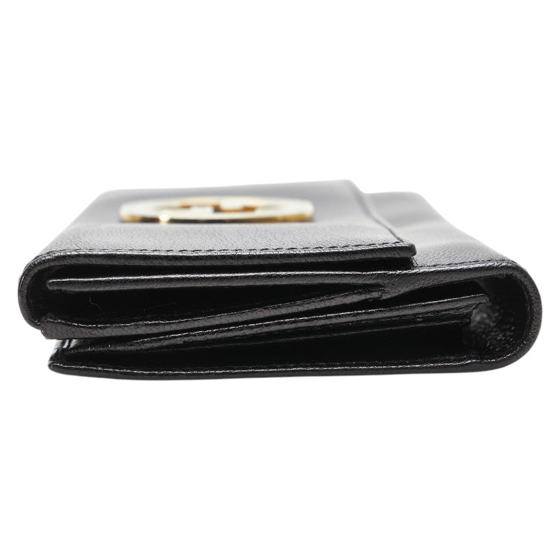 グッチ インターロッキングG 長財布 131864 ブラック グリーン レザー レディース GUCCI 【中古】