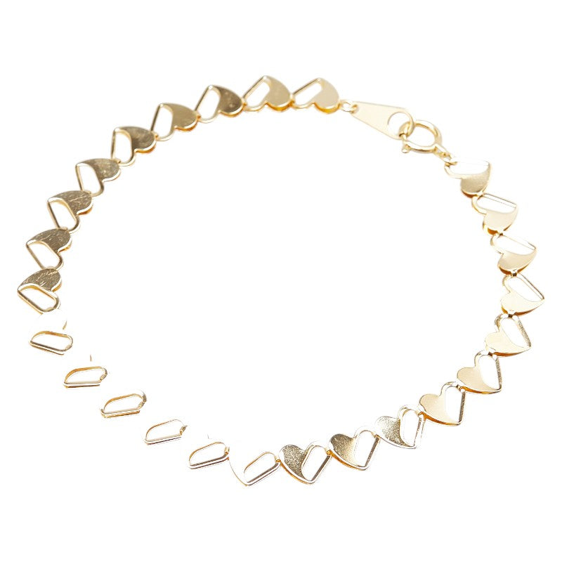 K18YG イエローゴールド ハート モチーフ ブレスレット レディース 【中古】