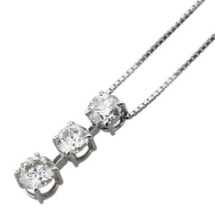 Pt900 プラチナ Pt850 プラチナ ダイヤ1.50ct プチ 3連 ペンダントネックレス レディース 【中古】