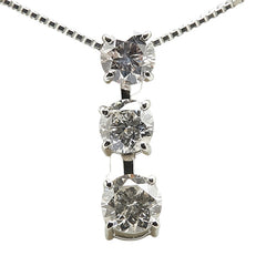 Pt900 プラチナ Pt850 プラチナ ダイヤ1.50ct プチ 3連 ペンダントネックレス レディース 【中古】