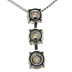 Pt900 プラチナ Pt850 プラチナ ダイヤ1.50ct プチ 3連 ペンダントネックレス レディース 【中古】