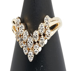 K18YG イエローゴールド ダイヤ0.50ct V字 リング 指輪 レディース 12.5号 【中古】