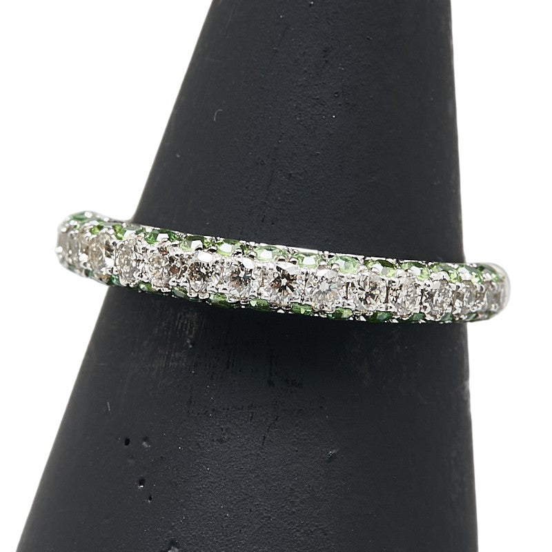 K18WG ホワイトゴールド デマンドイトガーネット0.50ct ダイヤ0.35ct パヴェ ハーフエタニティ リング 指輪 レディース 11号 【中古】