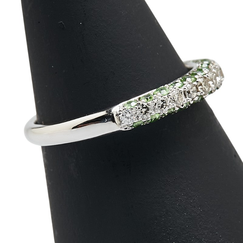 K18WG ホワイトゴールド デマンドイトガーネット0.50ct ダイヤ0.35ct パヴェ ハーフエタニティ リング 指輪 レディース 11号 【中古】