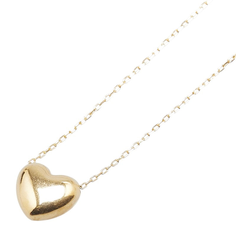K18YG イエローゴールド ハート モチーフ ステーション ペンダントネックレス レディース 【中古】