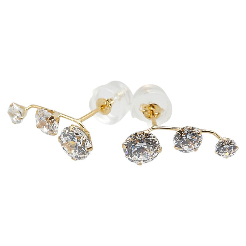 K18YG イエローゴールド キュービックジルコニア スタッドピアス レディース 【中古】