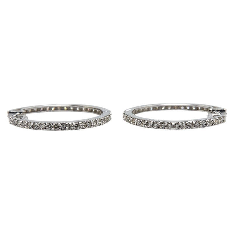 K18WG ホワイトゴールド ダイヤ1.00ct フープピアス レディース 【中古】