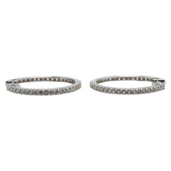 K18WG ホワイトゴールド ダイヤ1.00ct フープピアス レディース 【中古】