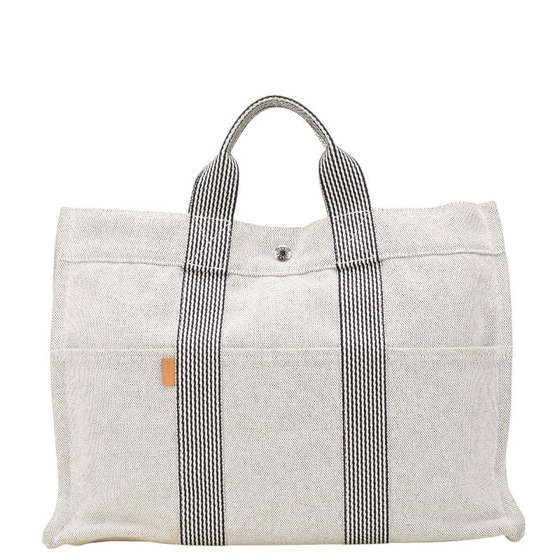 エルメス ニューフールトゥ トートMM トートバッグ グレー キャンバス レディース HERMES 【中古】