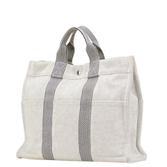 エルメス ニューフールトゥ トートMM トートバッグ グレー キャンバス レディース HERMES 【中古】