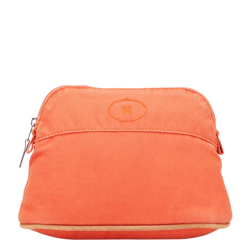 エルメス ボリードポーチ20 ポーチ 小物入れ オレンジ キャンバス レザー レディース HERMES 【中古】