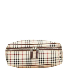 バーバリー ノバチェック ハンドバッグ 化粧ポーチ ベージュ マルチカラー キャンバス レザー レディース BURBERRY 【中古】