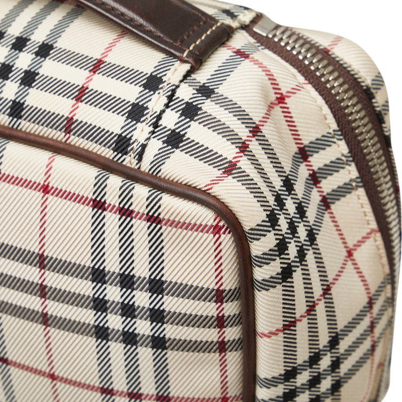バーバリー ノバチェック ハンドバッグ 化粧ポーチ ベージュ マルチカラー キャンバス レザー レディース BURBERRY 【中古】