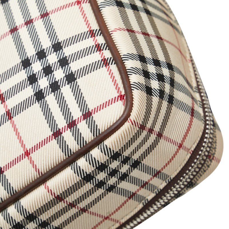 バーバリー ノバチェック ハンドバッグ 化粧ポーチ ベージュ マルチカラー キャンバス レザー レディース BURBERRY 【中古】