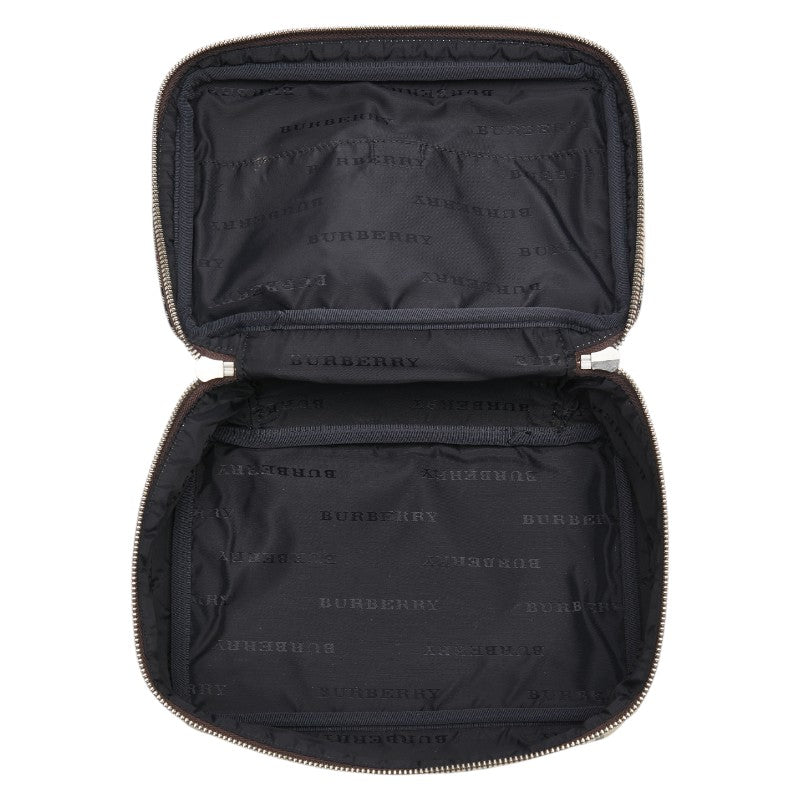 バーバリー ノバチェック ハンドバッグ 化粧ポーチ ベージュ マルチカラー キャンバス レザー レディース BURBERRY 【中古】