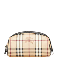 バーバリー ノバチェック シャドーホース ポーチ ベージュ ブラック PVC レザー レディース BURBERRY 【中古】