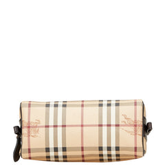 バーバリー ノバチェック シャドーホース ポーチ ベージュ ブラック PVC レザー レディース BURBERRY 【中古】