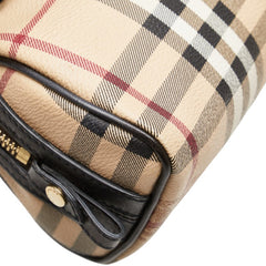 バーバリー ノバチェック シャドーホース ポーチ ベージュ ブラック PVC レザー レディース BURBERRY 【中古】