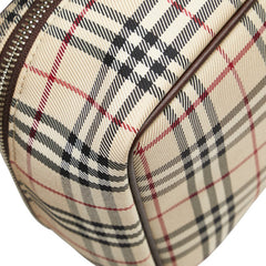 バーバリー ノバチェック ハンドバッグ 化粧ポーチ ベージュ マルチカラー キャンバス レザー レディース BURBERRY 【中古】