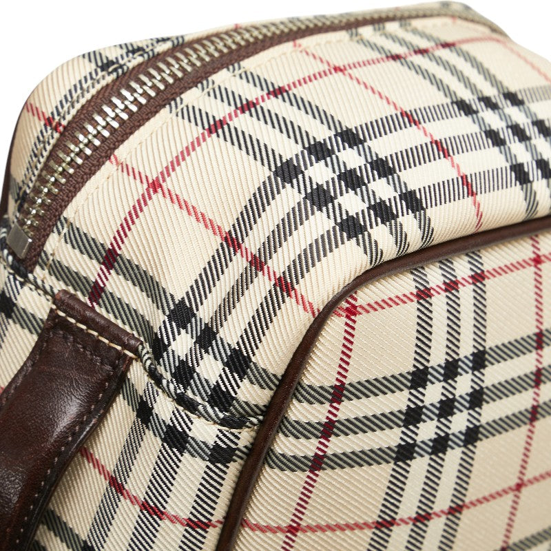 バーバリー ノバチェック ハンドバッグ 化粧ポーチ ベージュ マルチカラー キャンバス レザー レディース BURBERRY 【中古】