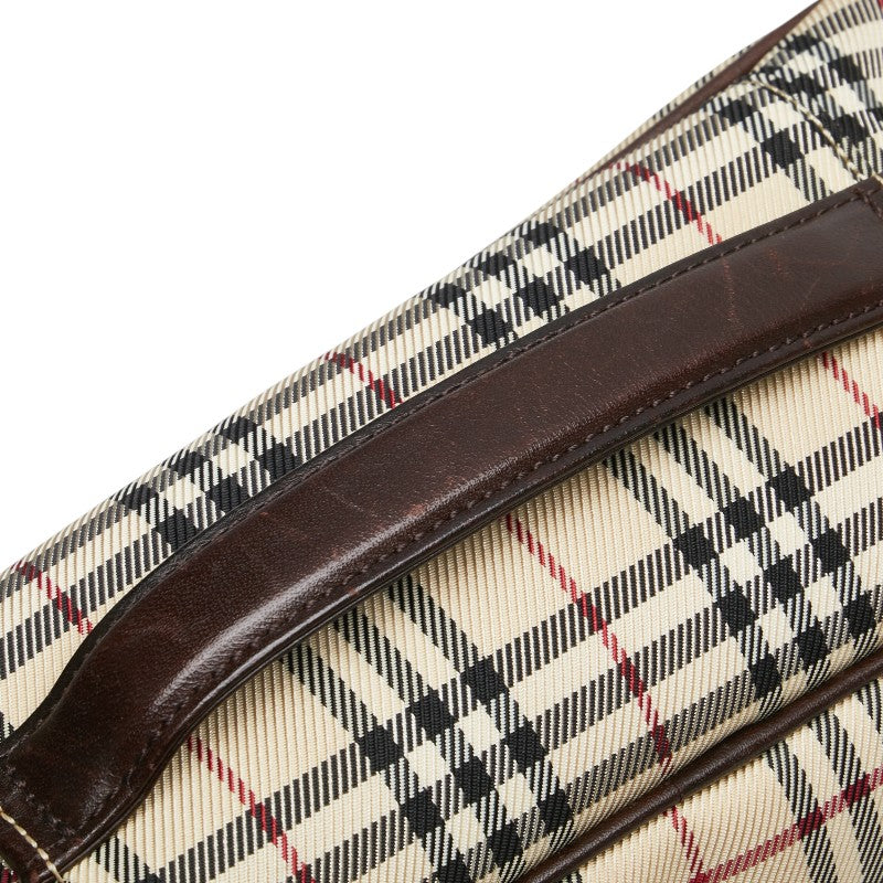 バーバリー ノバチェック ハンドバッグ 化粧ポーチ ベージュ マルチカラー キャンバス レザー レディース BURBERRY 【中古】