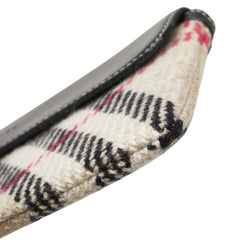 バーバリー ノバチェック ポーチ ベージュ ブラック ウール レザー レディース BURBERRY 【中古】