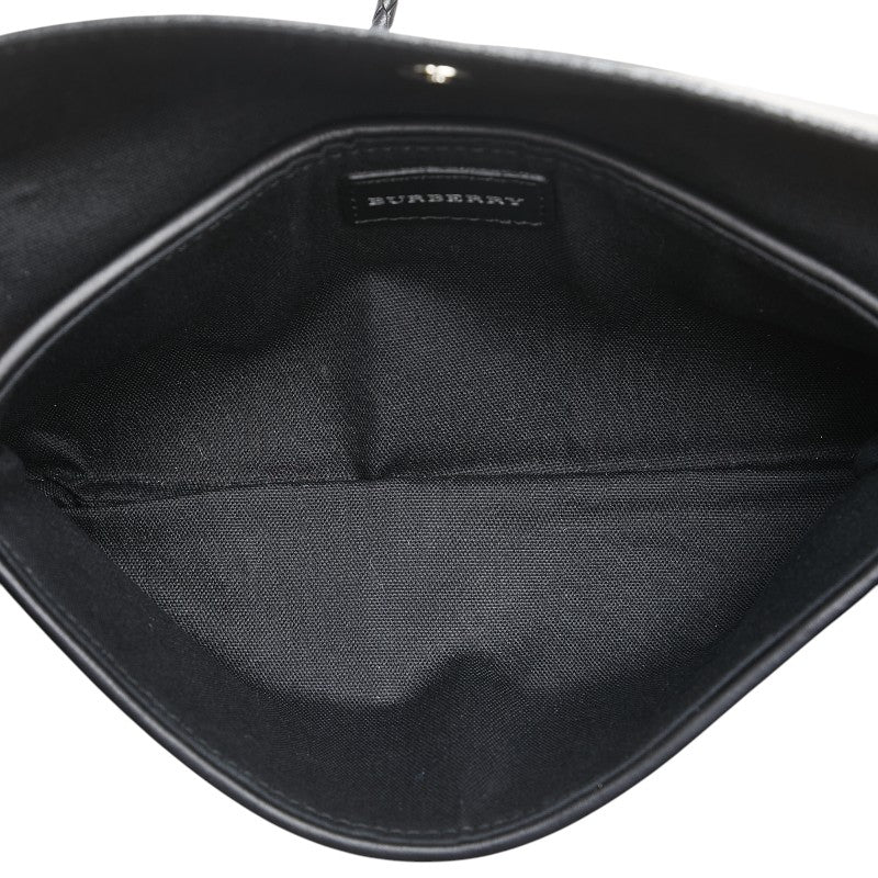バーバリー ノバチェック ポーチ ベージュ ブラック ウール レザー レディース BURBERRY 【中古】
