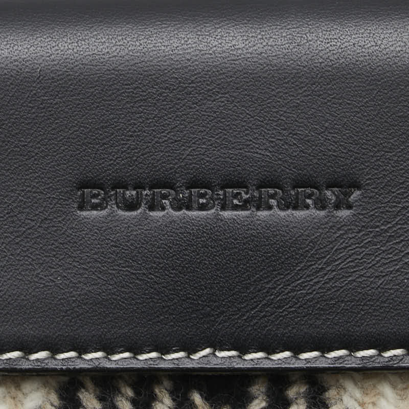 バーバリー ノバチェック ポーチ ベージュ ブラック ウール レザー レディース BURBERRY 【中古】