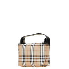 バーバリー ノバチェック ポーチ ベージュ ブラック キャンバス レザー レディース BURBERRY 【中古】
