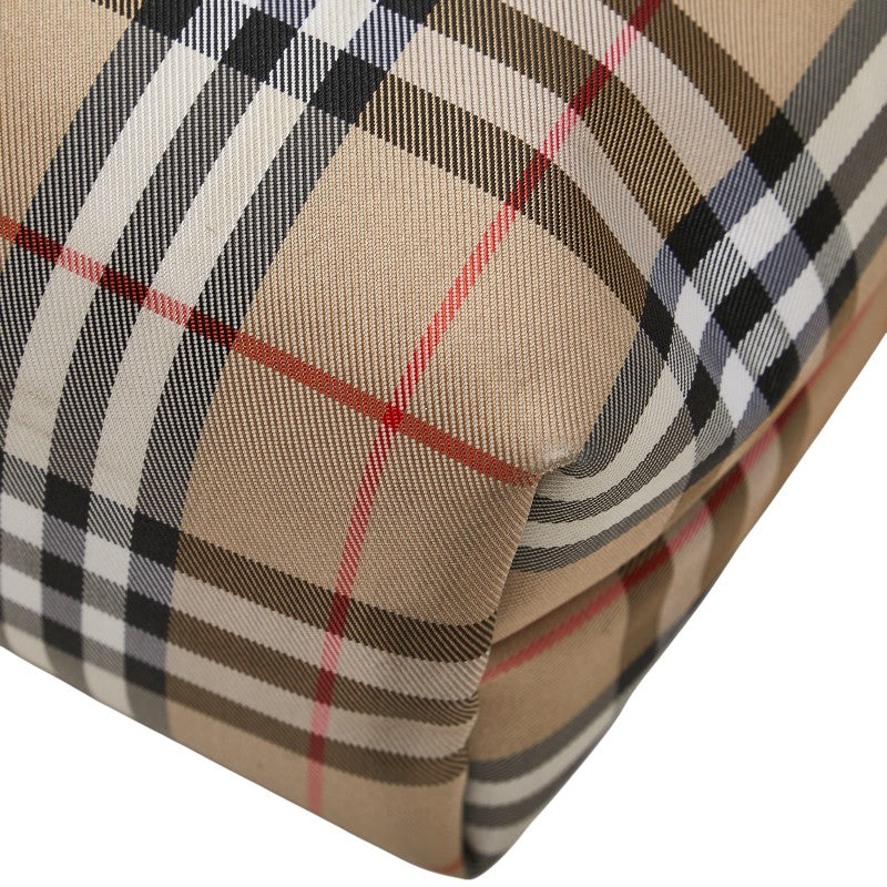 バーバリー ノバチェック ポーチ ベージュ ブラック キャンバス レザー レディース BURBERRY 【中古】