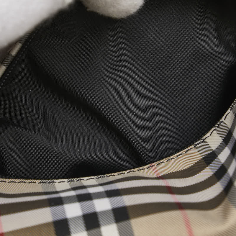 バーバリー ノバチェック ポーチ ベージュ ブラック キャンバス レザー レディース BURBERRY 【中古】