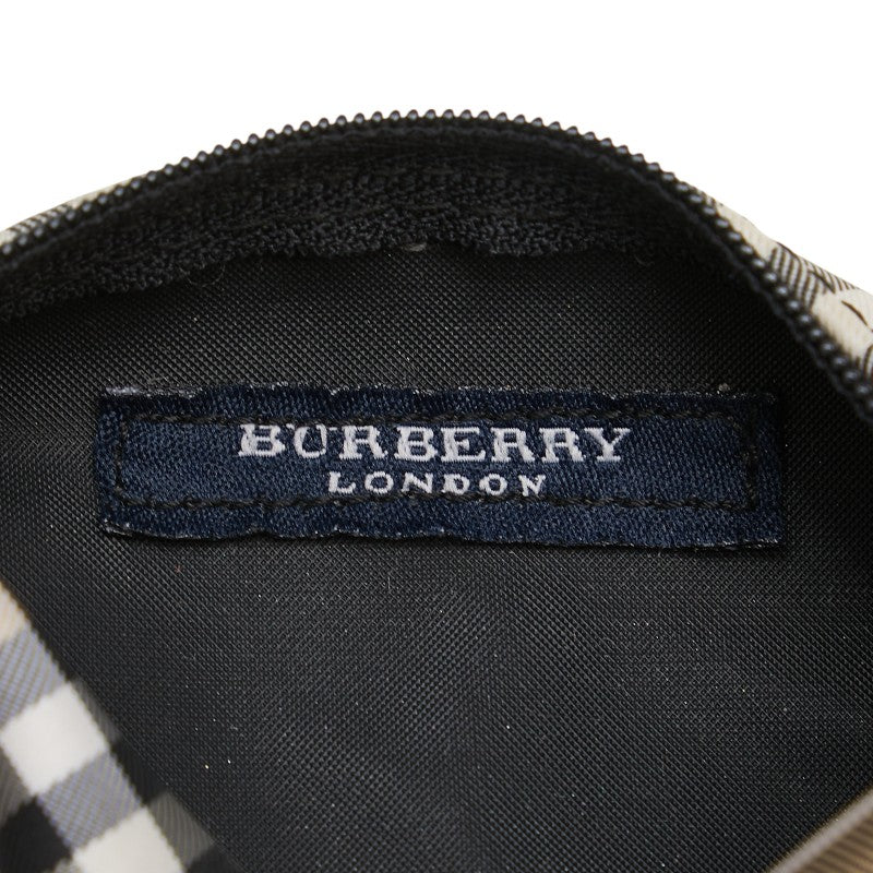 バーバリー ノバチェック ポーチ ベージュ ブラック キャンバス レザー レディース BURBERRY 【中古】