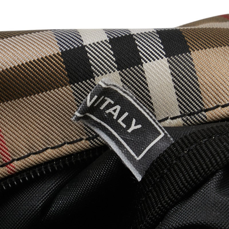 バーバリー ノバチェック ポーチ ベージュ ブラック キャンバス レザー レディース BURBERRY 【中古】