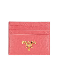 プラダ ロゴ カードケース ピンク レザー レディース PRADA 【中古】