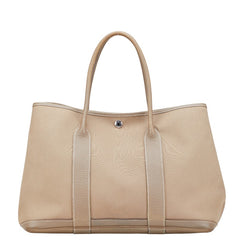 エルメス ガーデンパーティーPM ハンドバッグ トートバッグ エトゥープ ブラウン トワルオフィシエ レザー レディース HERMES 【中古】