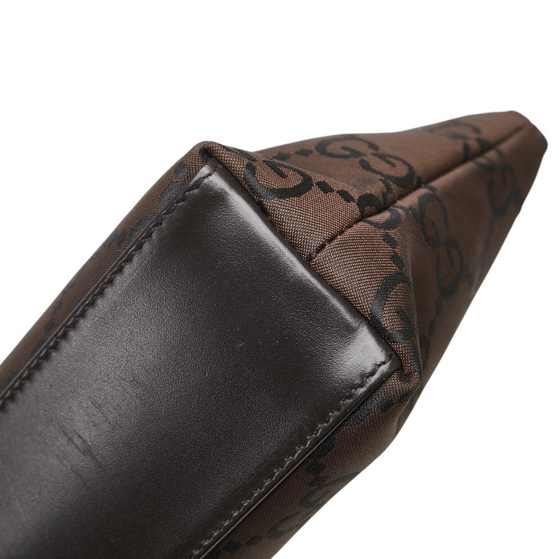 グッチ GGナイロン ポーチ 小物入れ 73273 ブラウン ブラック ナイロン レディース GUCCI 【中古】