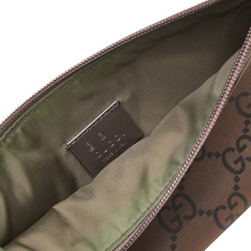 グッチ GGナイロン ポーチ 小物入れ 73273 ブラウン ブラック ナイロン レディース GUCCI 【中古】
