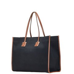 バーバリー フレヤ トートバッグ ブラック ブラウン キャンバス レザー レディース BURBERRY 【中古】