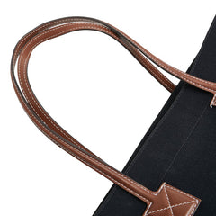 バーバリー フレヤ トートバッグ ブラック ブラウン キャンバス レザー レディース BURBERRY 【中古】