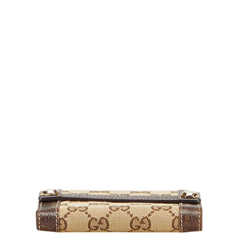 グッチ GGキャンバス 二つ折り財布 154117 ベージュ ブラウン キャンバス レザー レディース GUCCI 【中古】
