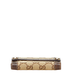 グッチ GGキャンバス 二つ折り財布 154117 ベージュ ブラウン キャンバス レザー レディース GUCCI 【中古】