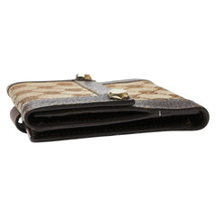 グッチ GGキャンバス 二つ折り財布 154117 ベージュ ブラウン キャンバス レザー レディース GUCCI 【中古】