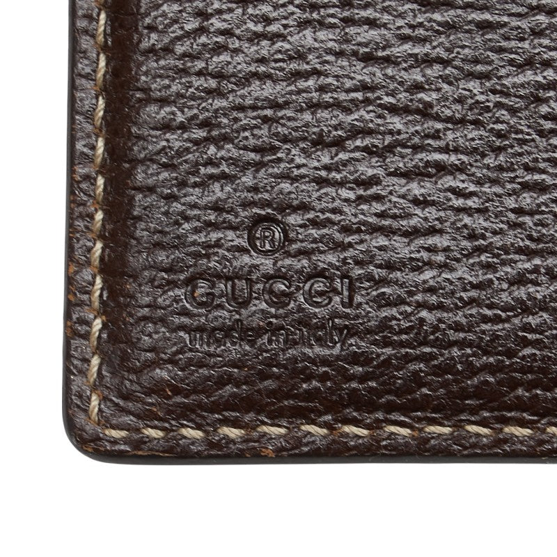 グッチ GGキャンバス 二つ折り財布 154117 ベージュ ブラウン キャンバス レザー レディース GUCCI 【中古】
