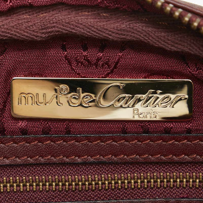 カルティエ マストライン ショルダーバッグ ワインレッド ボルドー レザー レディース CARTIER 【中古】