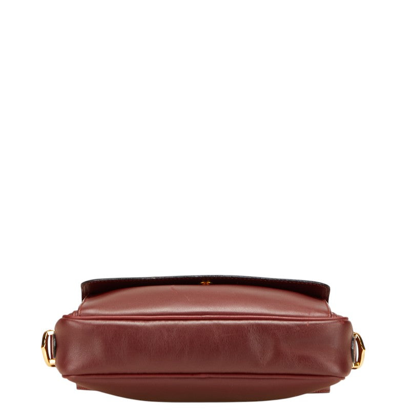 カルティエ マストライン ショルダーバッグ ワインレッド ボルドー レザー レディース CARTIER 【中古】